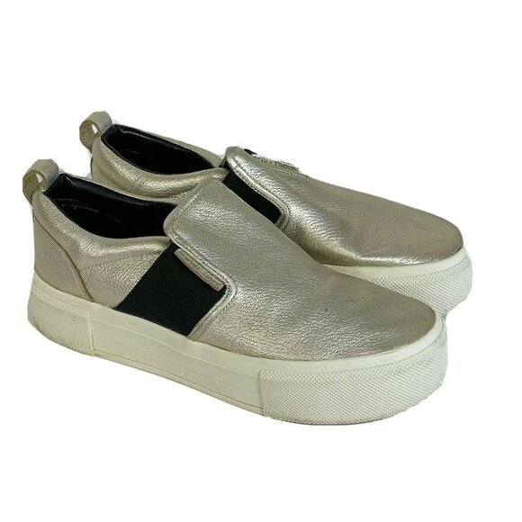 Kendal + Kylie Women Tenley Platform Sneakers Slip On Metallic Gold 8.5M Leather - Picture 1 of 11